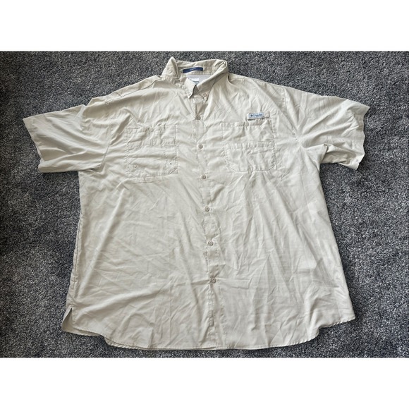 Columbia Other - Columbia Shirt Mens Shirt 5XL PFG Short Sleeve Vented Button Up Khak Hiking Fish
